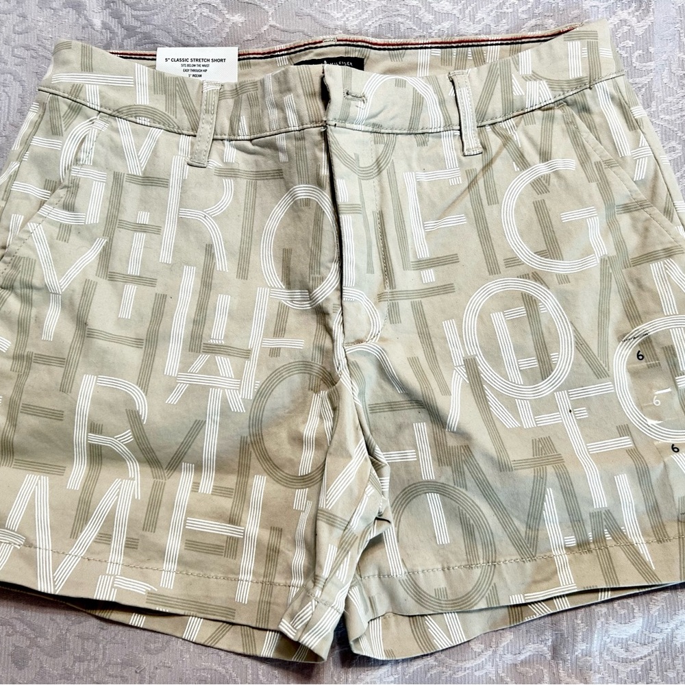 Tommy Hilfiger Beige Graphic Print Shorts